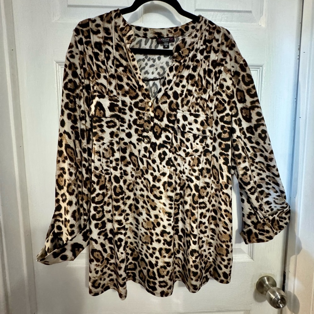Cocomo Leopard Print Blouse - Brown and Black